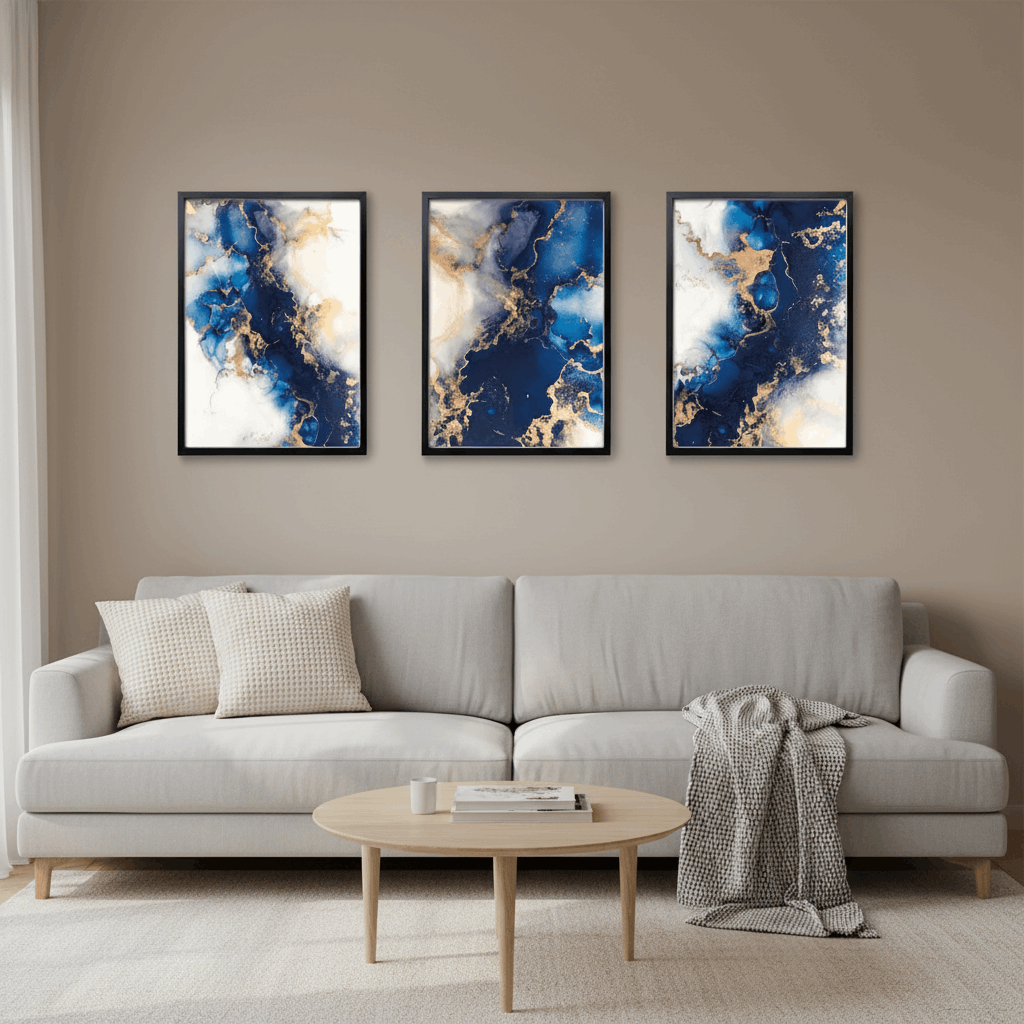 Luxury Abstract Wall Frame Set of 3 - Modern Abstract Framed Wall Art Decor Pakistan