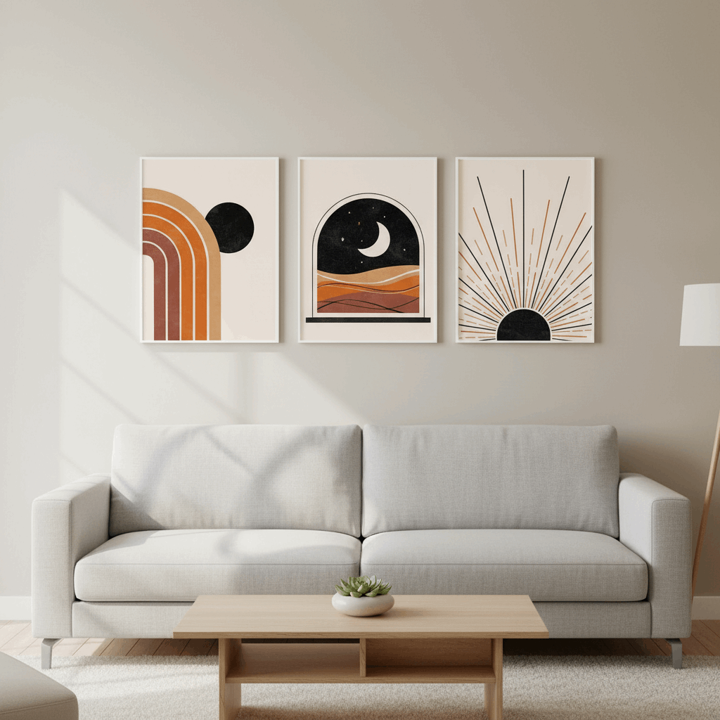 Minimalist Abstract Art Frame Set of 3 - Modern Abstract Framed Wall Art Decor Pakistan