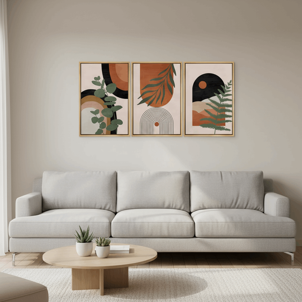 Modern Wall Art Set of 3 - Modern Abstract Framed Wall Art Decor Pakistan