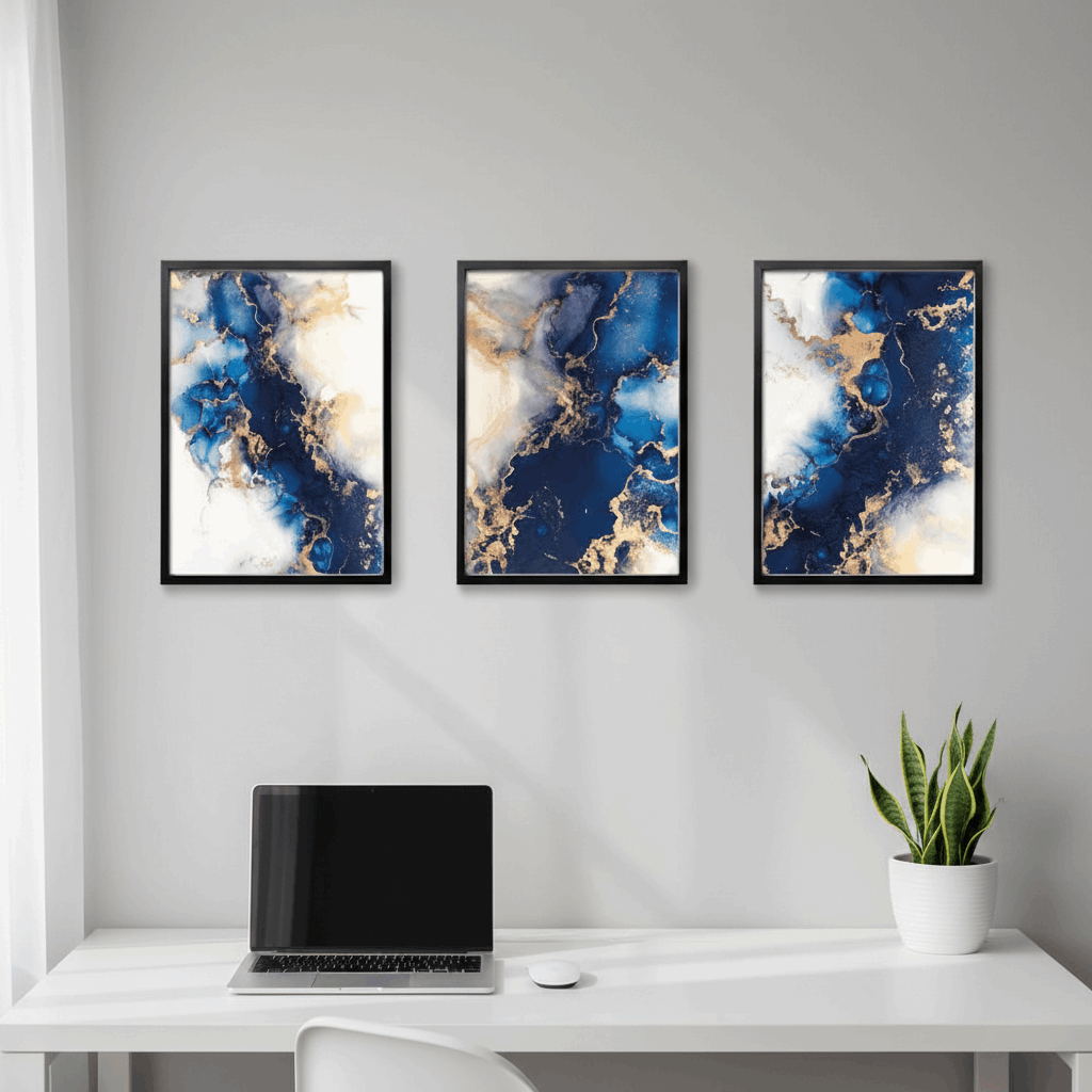 Luxury Abstract Wall Frame Set of 3 - Modern Abstract Framed Wall Art Decor Pakistan