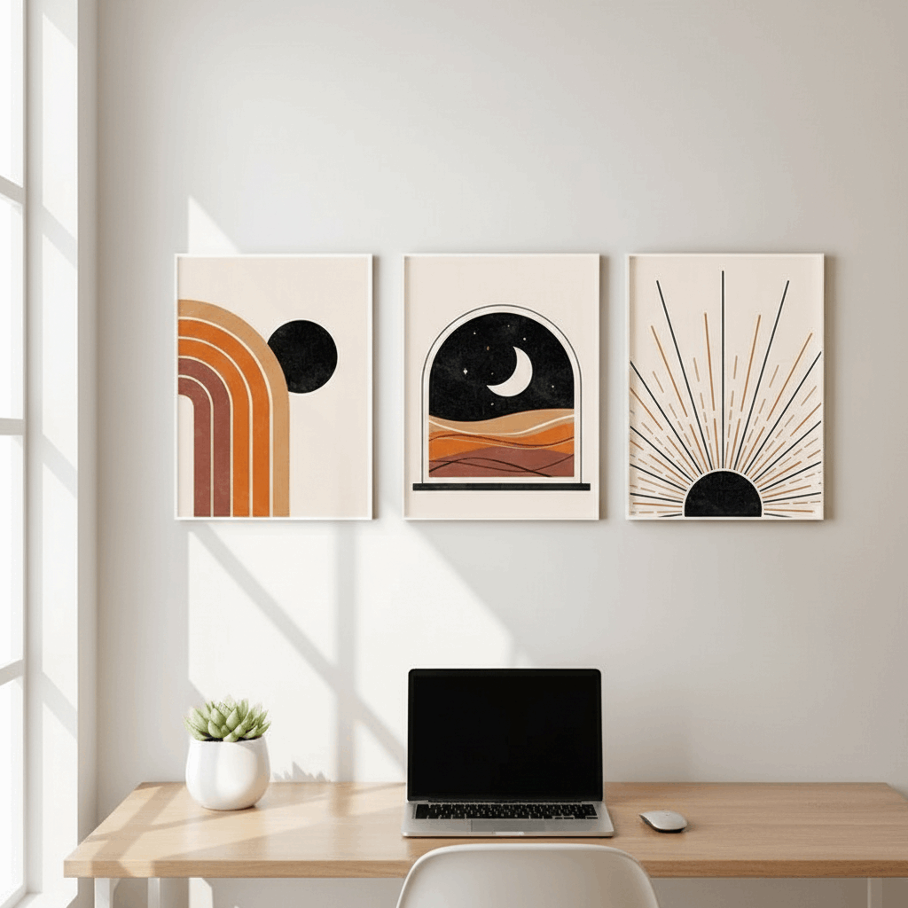 Minimalist Abstract Art Frame Set of 3 - Modern Abstract Framed Wall Art Decor Pakistan