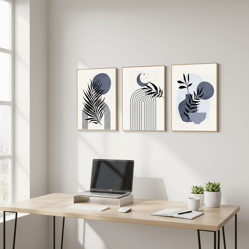 Abstract Wall Frame Set of 3 - Modern Abstract Framed Wall Art Decor Pakistan