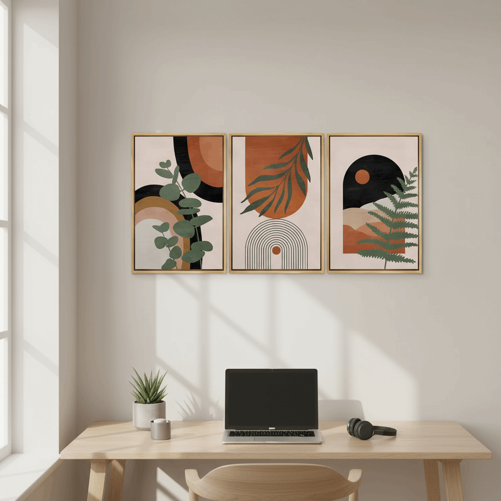 Modern Wall Art Set of 3 - Modern Abstract Framed Wall Art Decor Pakistan