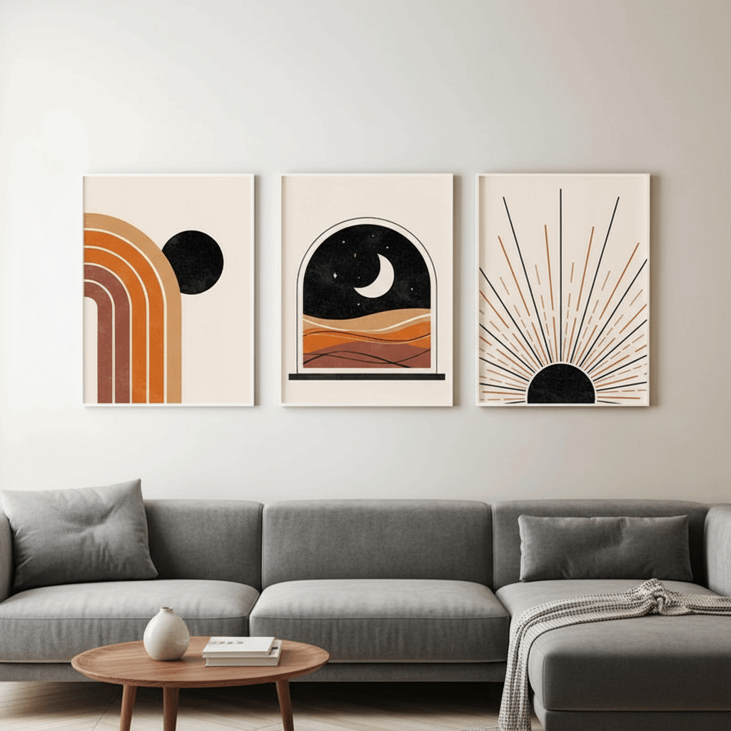 Minimalist Abstract Art Frame Set of 3 - Modern Abstract Framed Wall Art Decor Pakistan