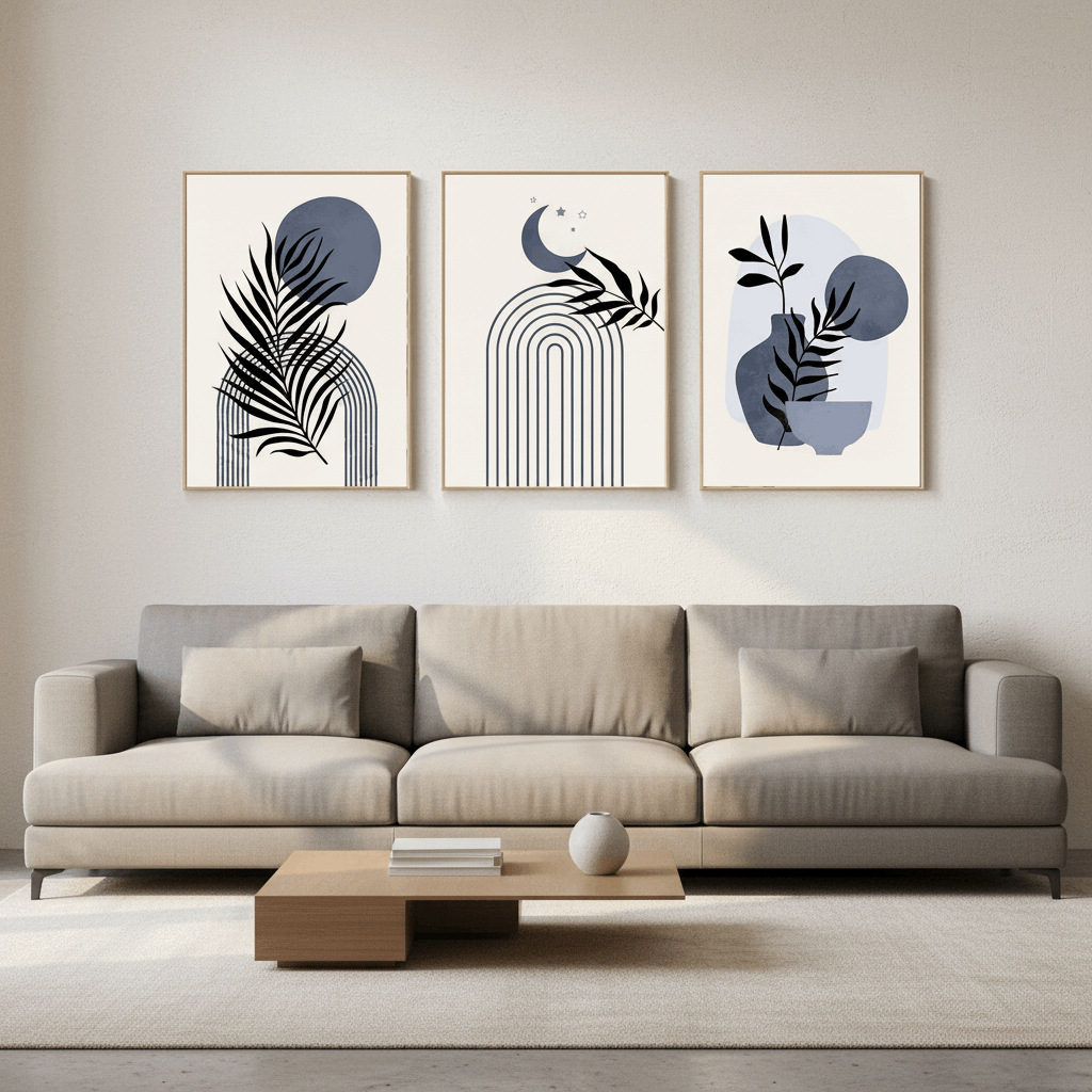 Abstract Wall Frame Set of 3 - Modern Abstract Framed Wall Art Decor Pakistan