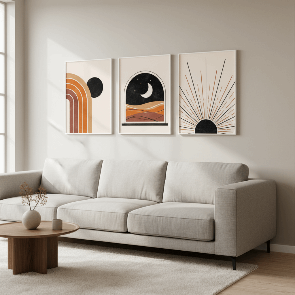 Minimalist Abstract Art Frame Set of 3 - Modern Abstract Framed Wall Art Decor Pakistan