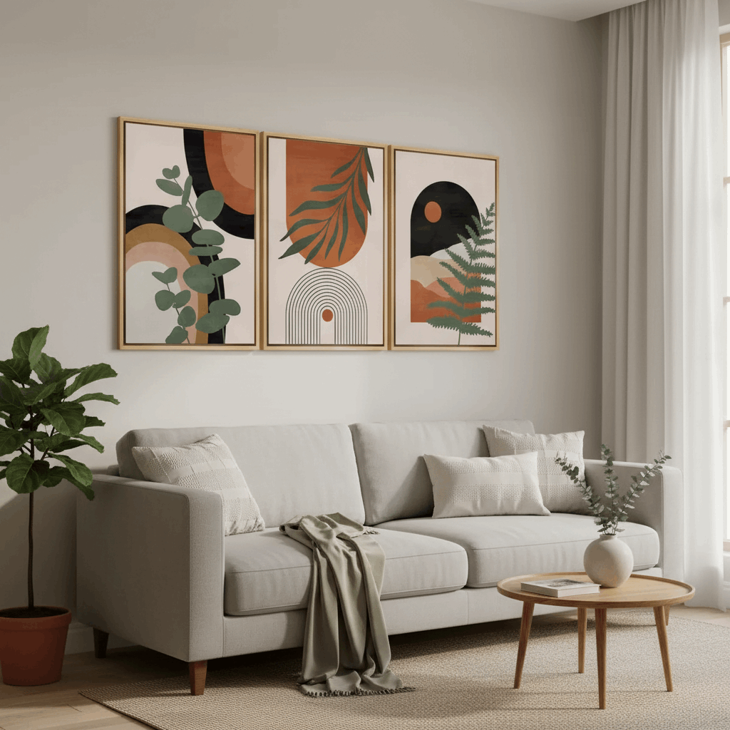 Modern Wall Art Set of 3 - Modern Abstract Framed Wall Art Decor Pakistan