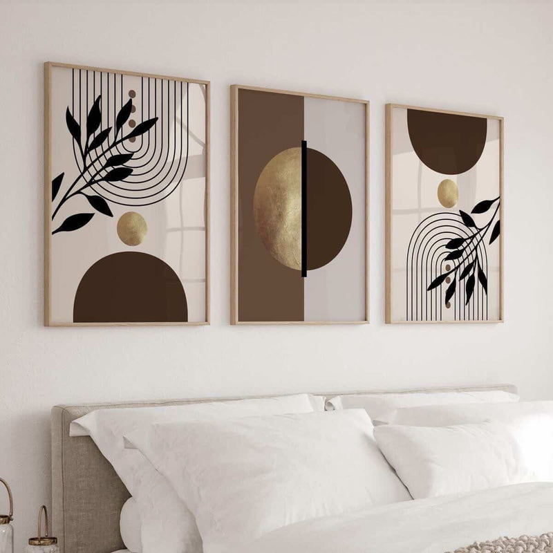 Modern Boho Abstract Wall Frame Set of 3 - Modern Abstract Framed Wall Art Decor Pakistan - 13x18 A3 White