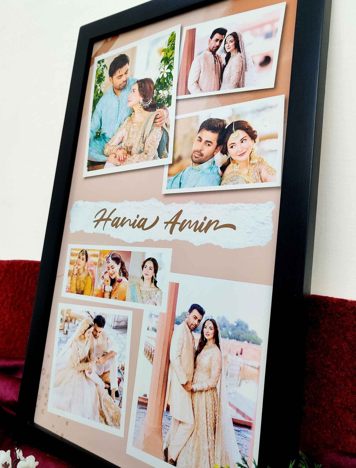 Custom Wedding Memory Frame – Personalised Collage with Names – Anniversary & Shaadi Gift