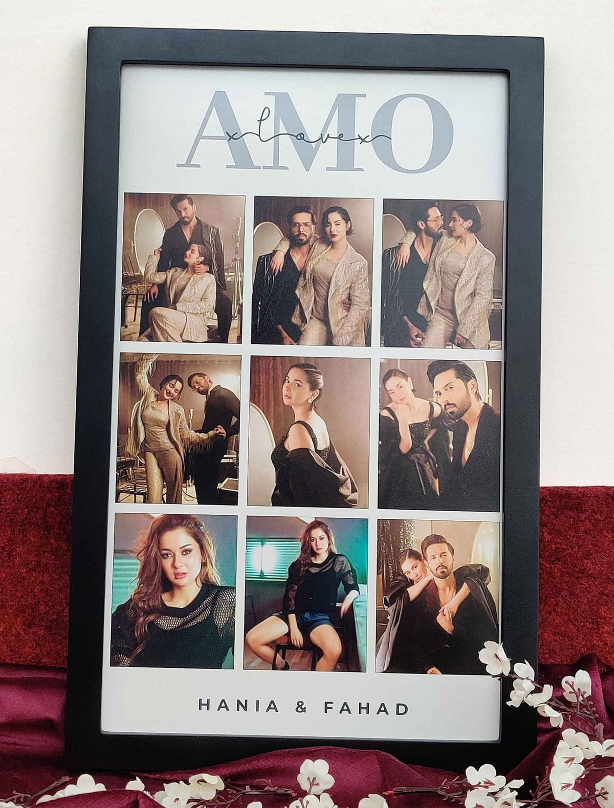 Personalised Couple Memory Frame – 9 Custom Photos with Name – Premium Quality Print
