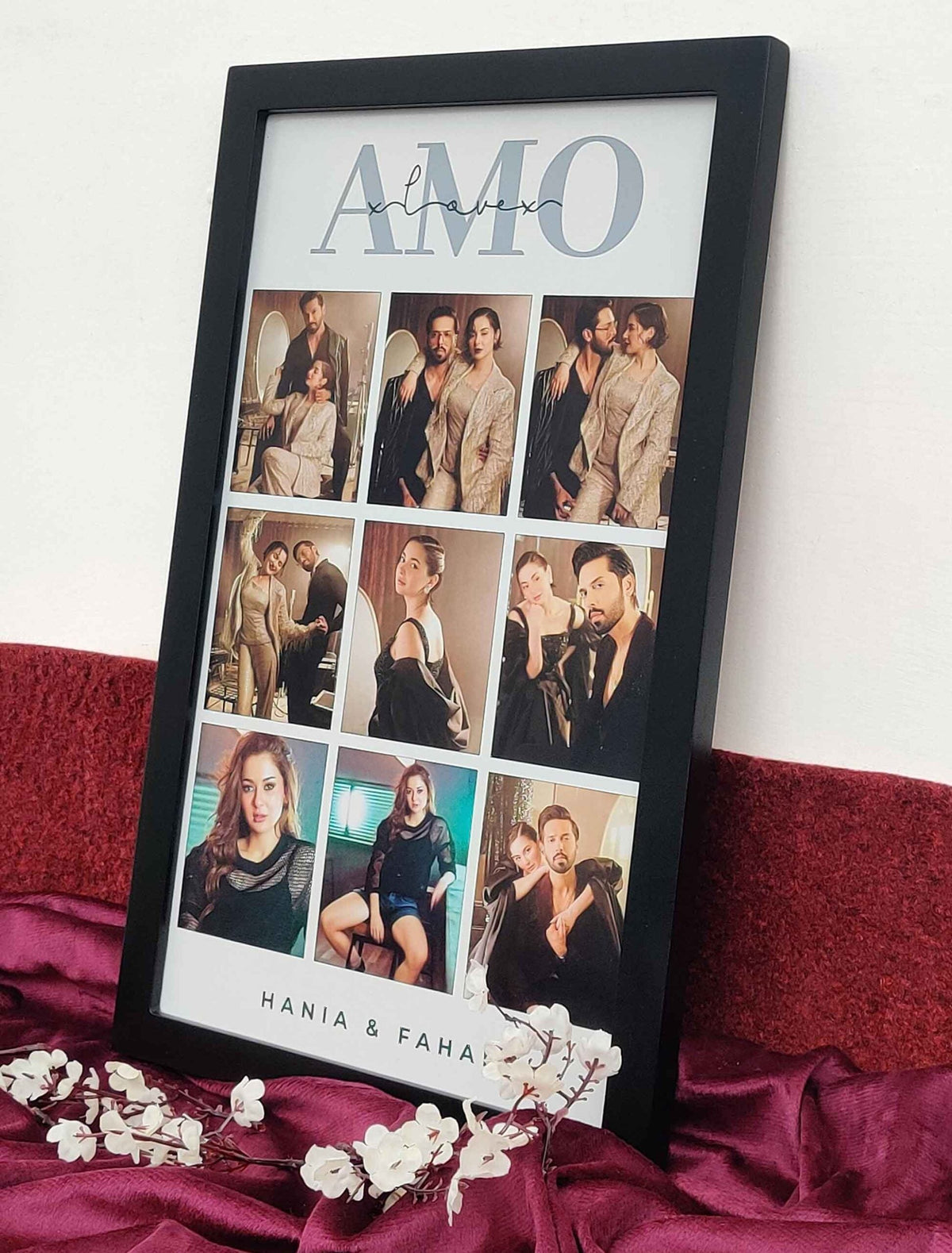 Personalised Couple Memory Frame – 9 Custom Photos with Name – Premium Quality Print