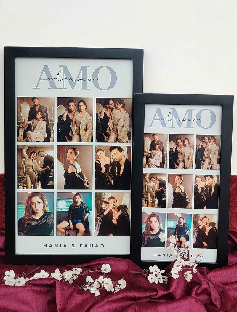 Personalised Couple Memory Frame – 9 Custom Photos with Name – Premium Quality Print