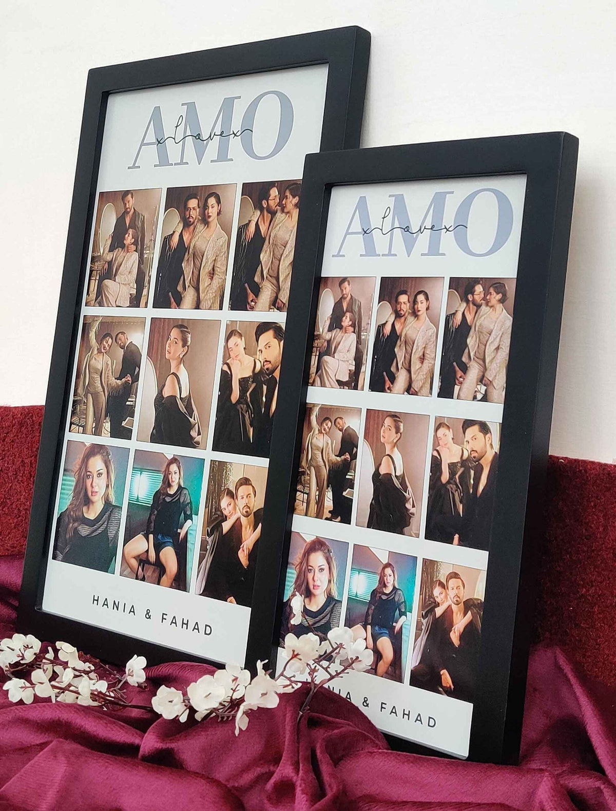 Personalised Couple Memory Frame – 9 Custom Photos with Name – Premium Quality Print