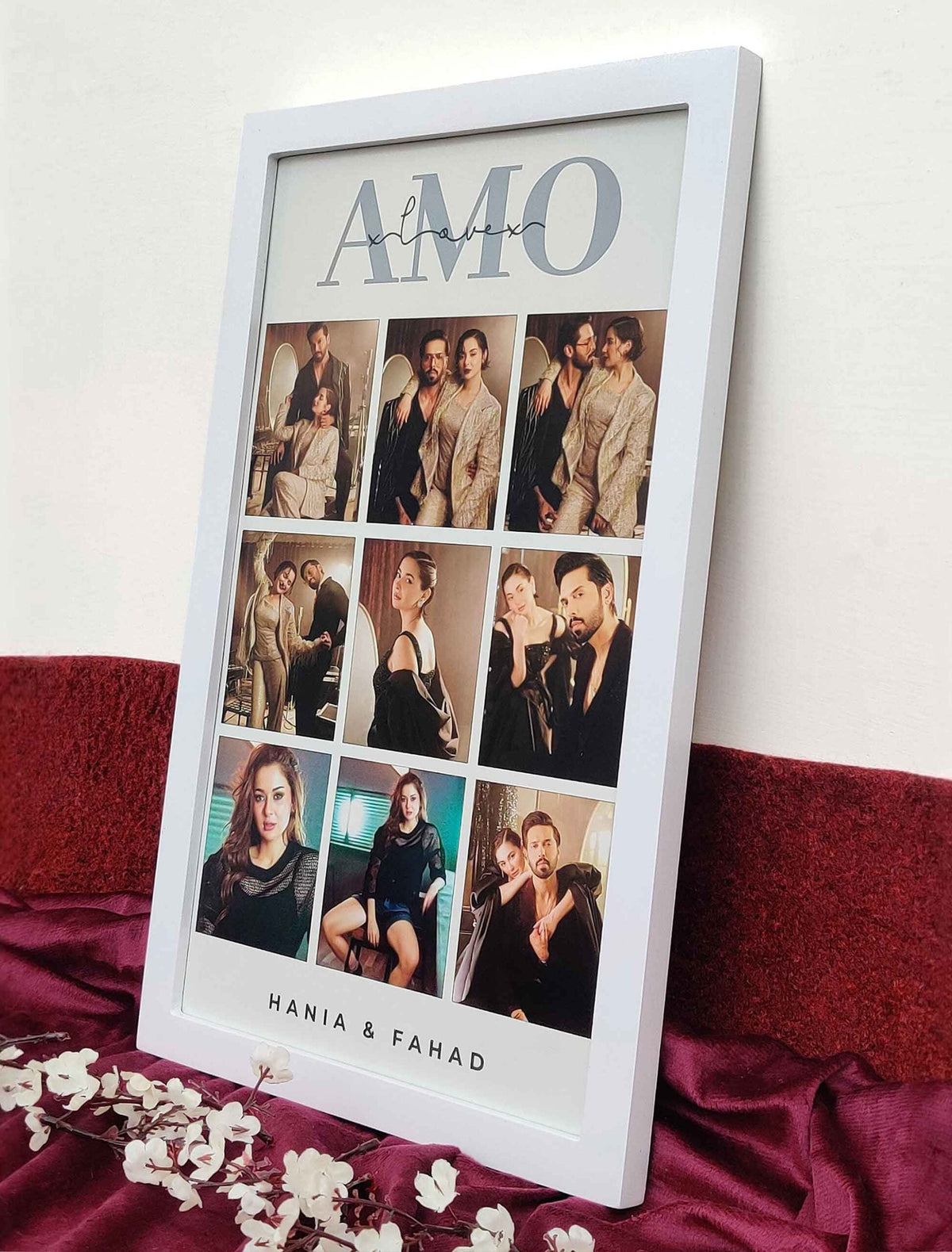 Personalised Couple Memory Frame – 9 Custom Photos with Name – Premium Quality Print