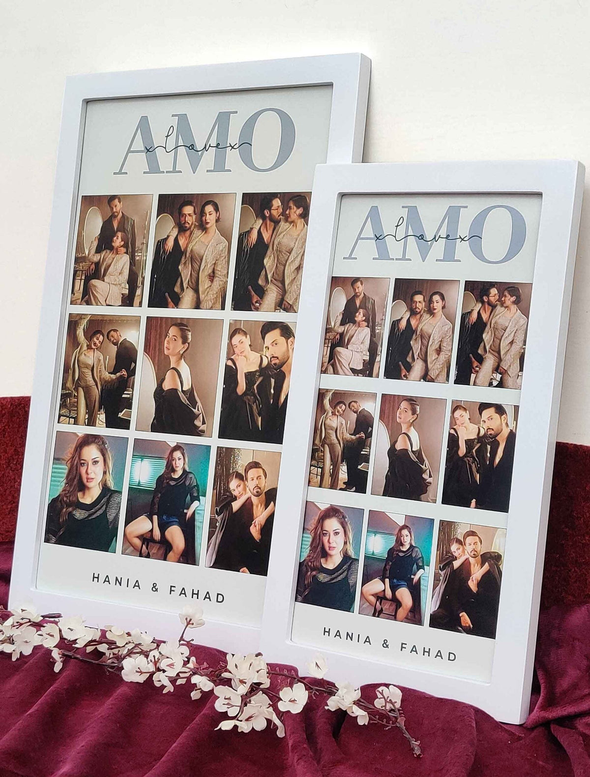 Personalised Couple Memory Frame – 9 Custom Photos with Name – Premium Quality Print