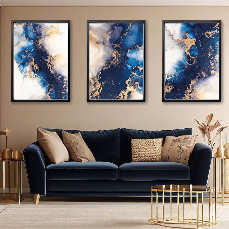 Luxury Abstract Wall Frame Set of 3 - Modern Abstract Framed Wall Art Decor Pakistan - 13x18 A3 White