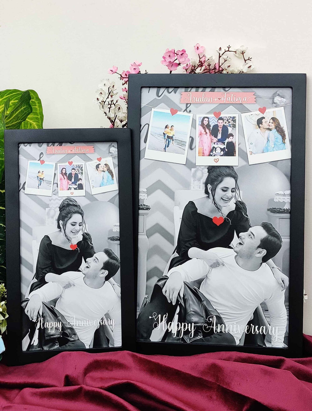 Personalised 1st Year Anniversary Photo Frame – Custom Couple Collage with Names – Premium Quality Print