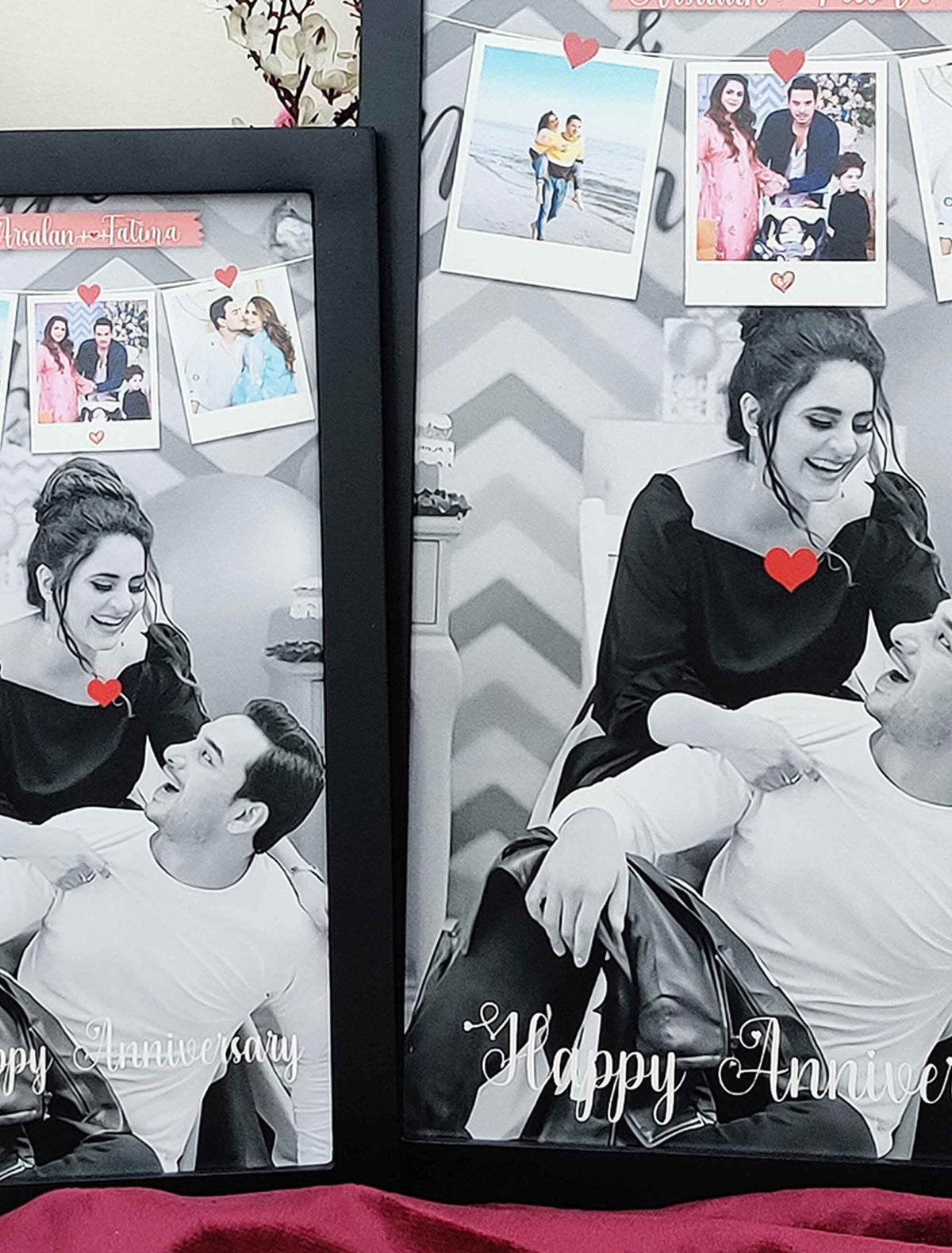 Personalised 1st Year Anniversary Photo Frame – Custom Couple Collage with Names – Premium Quality Print
