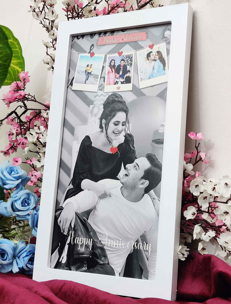 Personalised 1st Year Anniversary Photo Frame – Custom Couple Collage with Names – Premium Quality Print
