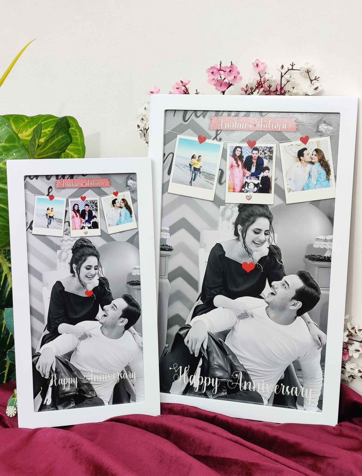 Personalised 1st Year Anniversary Photo Frame – Custom Couple Collage with Names – Premium Quality Print
