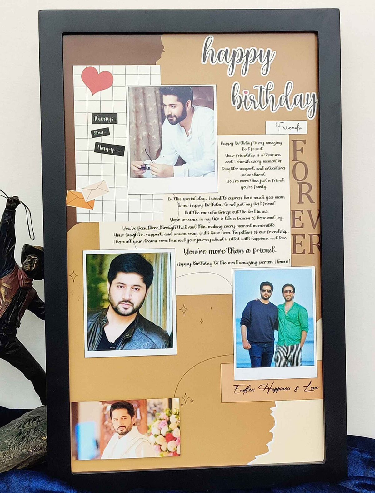 Custom Birthday Memory Frame – Personalised Collage with 4 Photos & Emotional Message