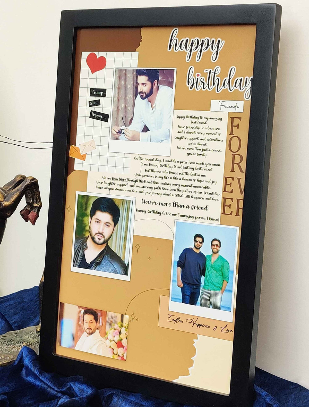 Custom Birthday Memory Frame – Personalised Collage with 4 Photos & Emotional Message