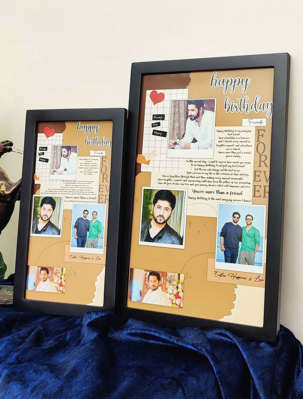 Custom Birthday Memory Frame – Personalised Collage with 4 Photos & Emotional Message