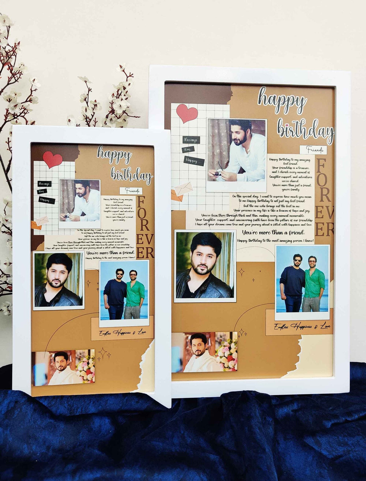 Custom Birthday Memory Frame – Personalised Collage with 4 Photos & Emotional Message
