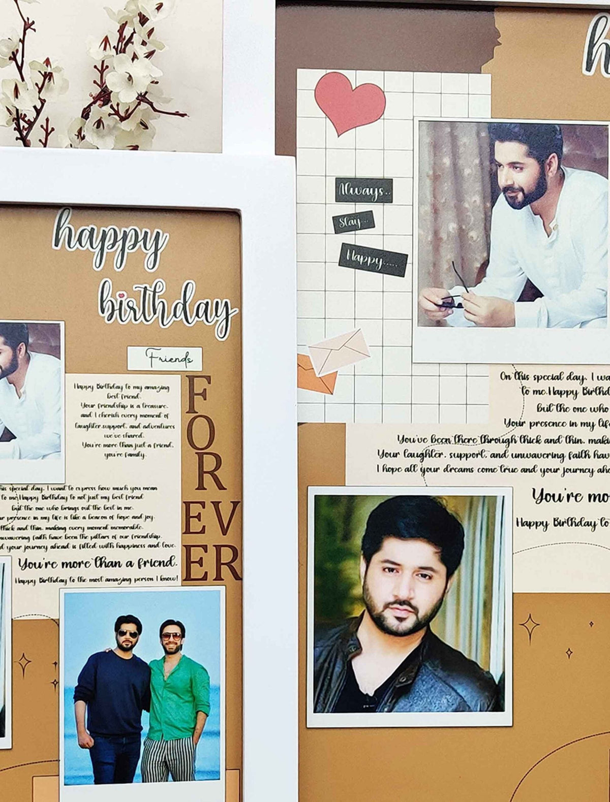 Custom Birthday Memory Frame – Personalised Collage with 4 Photos & Emotional Message
