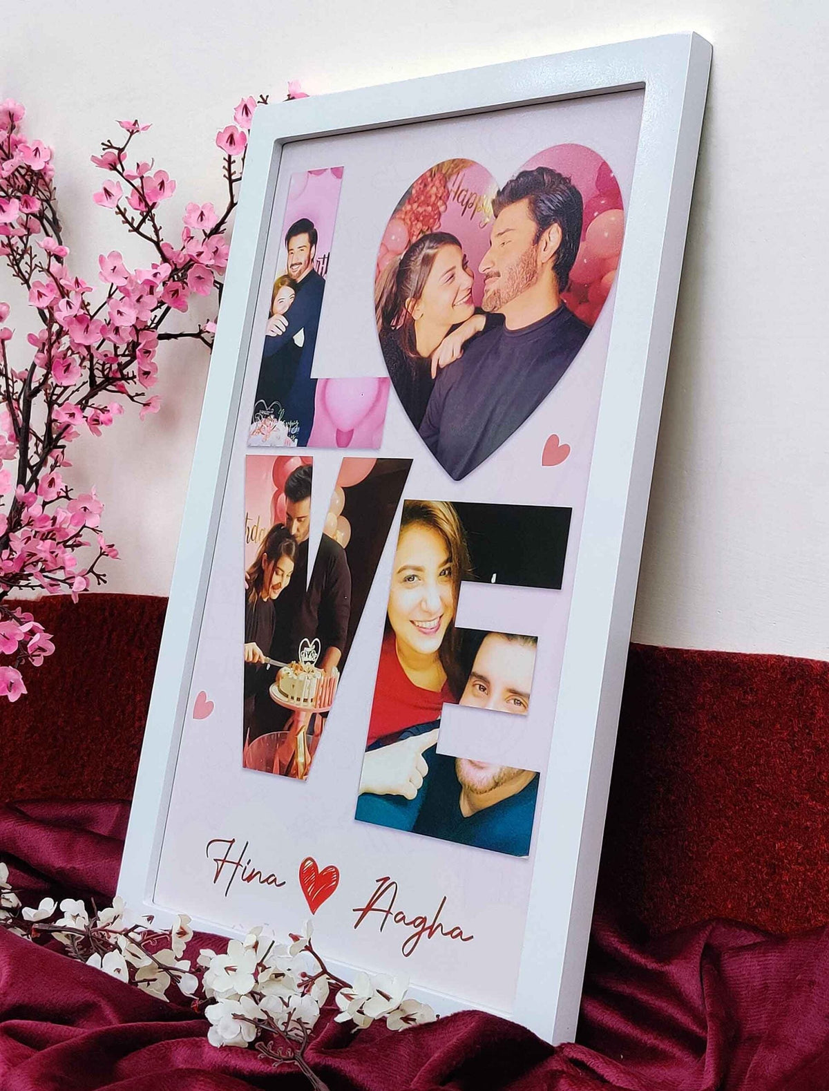 Personalized "LOVE" Photo Frame – Custom Couple Name & Photos – Perfect Anniversary & Valentine Gift