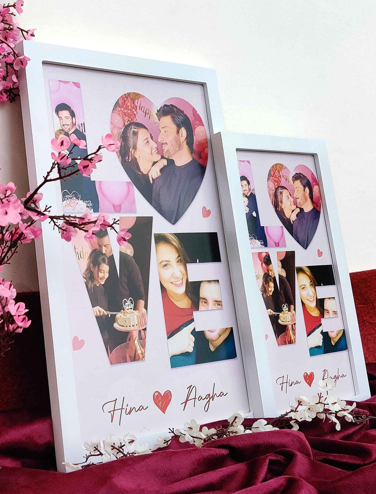 Personalized "LOVE" Photo Frame – Custom Couple Name & Photos – Perfect Anniversary & Valentine Gift
