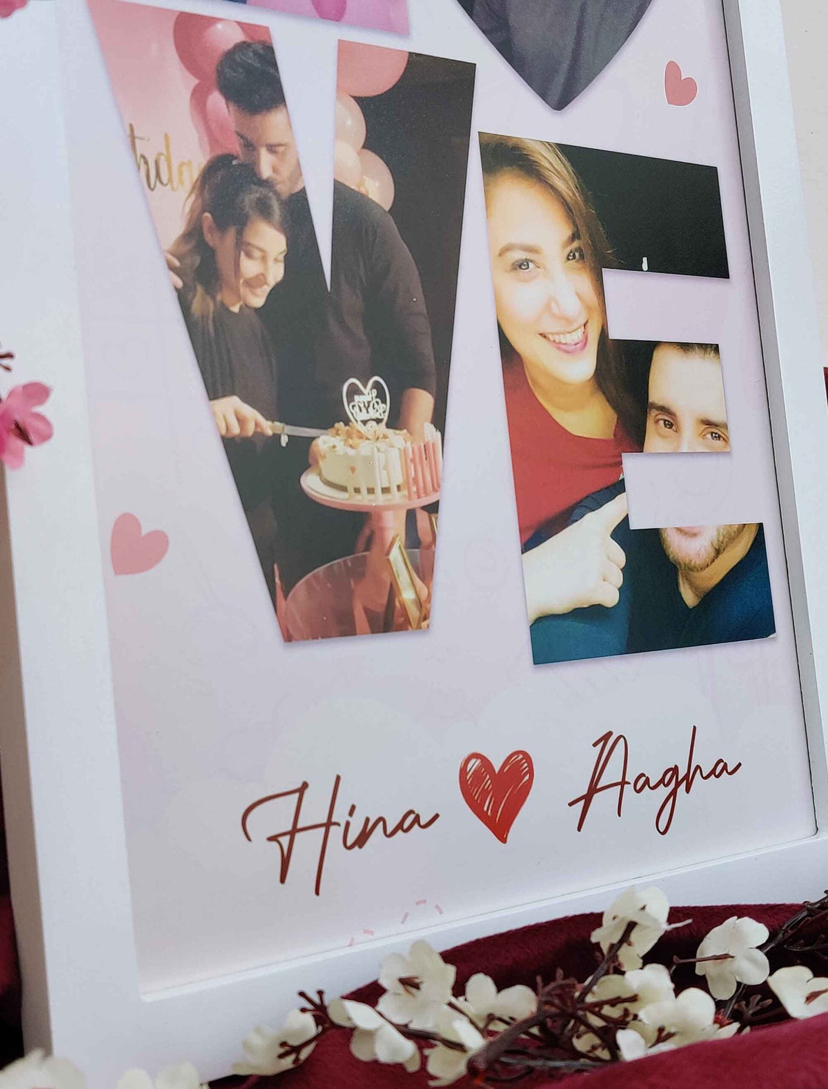 Personalized "LOVE" Photo Frame – Custom Couple Name & Photos – Perfect Anniversary & Valentine Gift