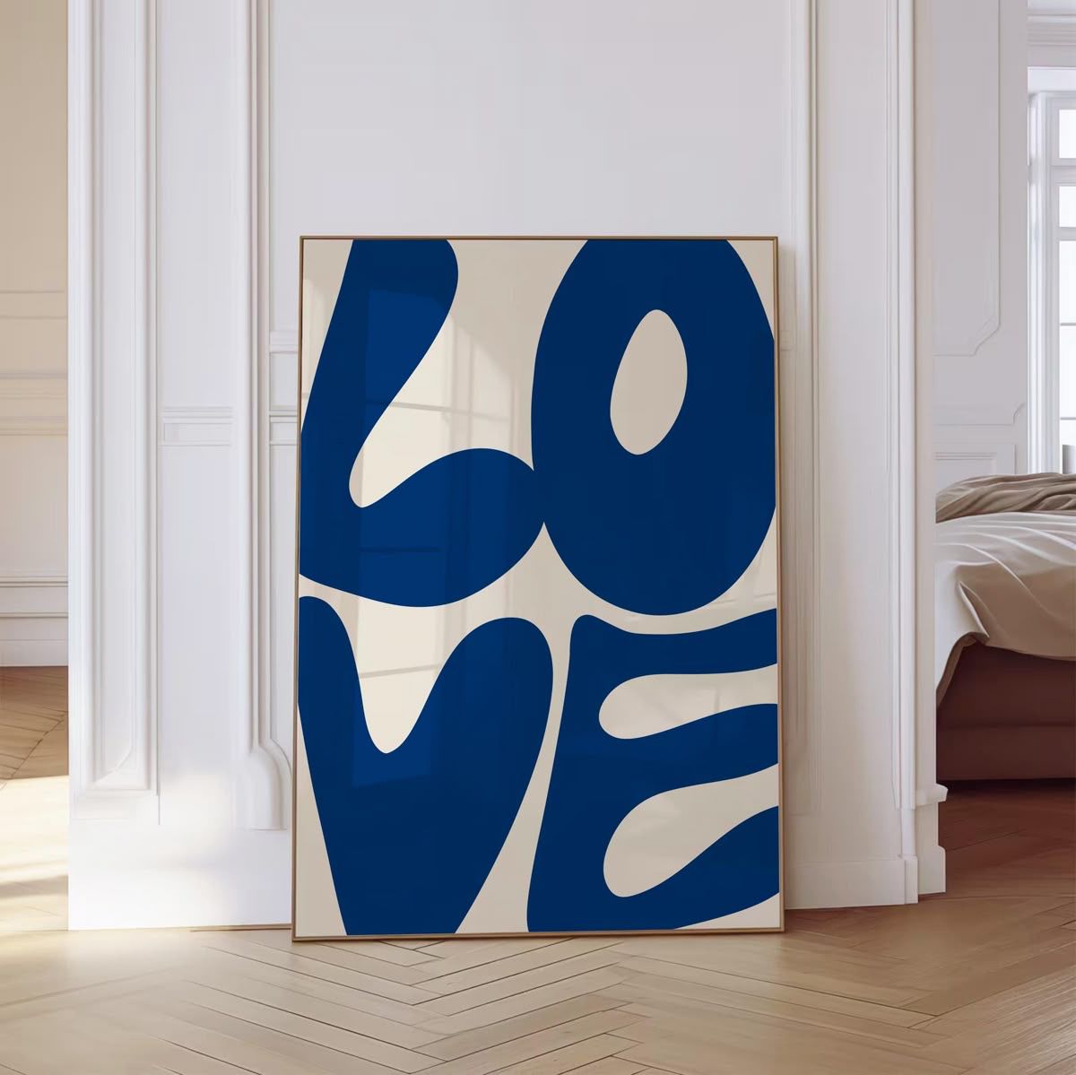 Modern Blue Love Wall Frame - Modern Abstract Framed Wall Art Decor Pakistan - 13x18 A3 White