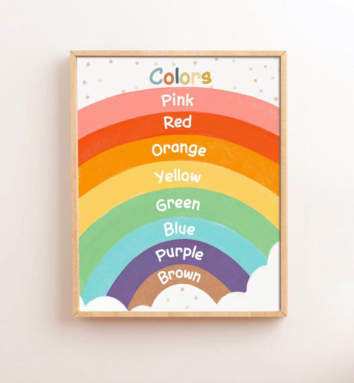 Rainbow Colors Learning Wall Frame | Educational Nursery Art