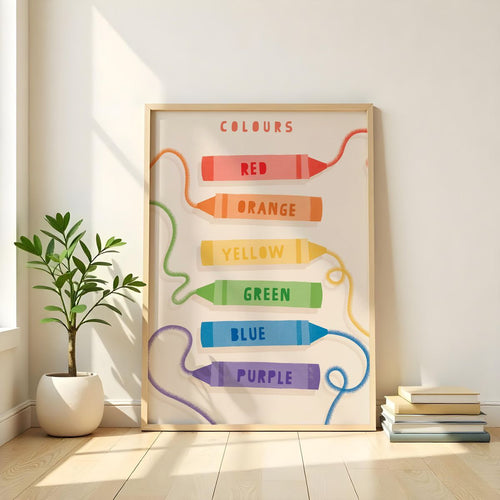 Learn Colors Crayon Wall Frame for Kids | Educational Nursery Art