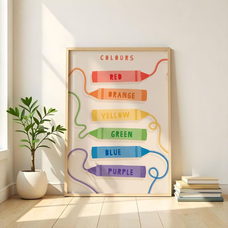 Learn Colors Crayon Educational Nursery Wall Frame for Kids Room