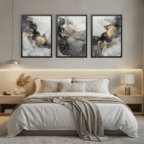 Abstract Wall Art Set of 3 - Modern Abstract Framed Wall Art Decor Pakistan
