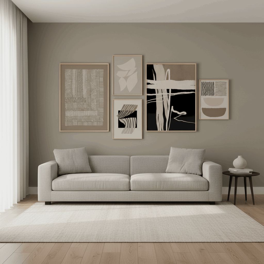 Contemporary Abstract Wall Art Set of 5 - Modern Abstract Framed Wall Art Decor Pakistan