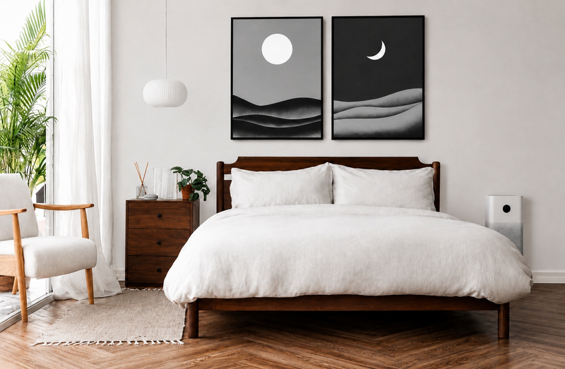 Modern Wall Art Set of 2 - Design 20 - Modern Abstract Framed Wall Art Decor Pakistan - 18x24 A2+ White