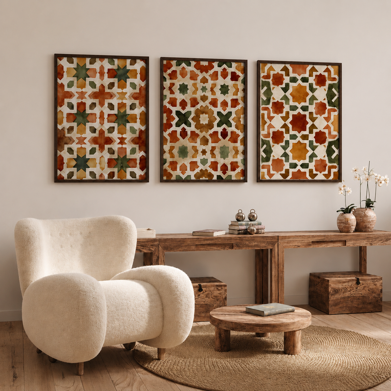 Floral Wall Art Set of 3 - Design 16 - Framed Botanical Floral Wall Art for Living Room Decor Pakistan - 13x18 A3 White