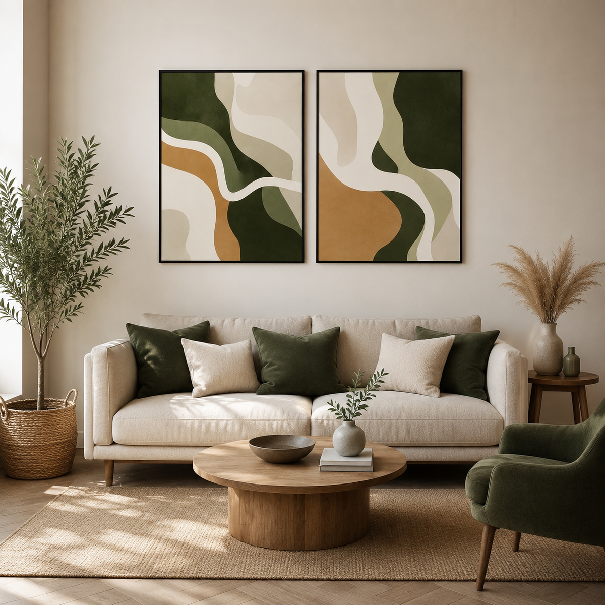 Modern Wall Art Set of 2 - Design 17 - Modern Abstract Framed Wall Art Decor Pakistan - 18x24 A2+ White