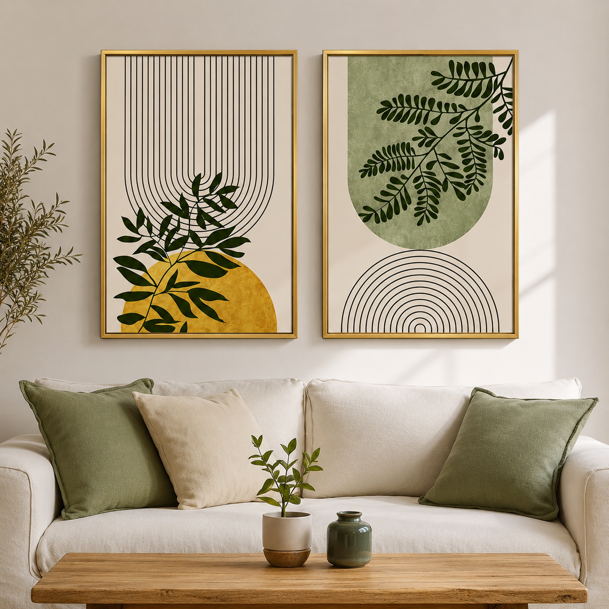 Modern Wall Art Set of 2 - Design 15 - Modern Abstract Framed Wall Art Decor Pakistan - 18x24 A2+ White