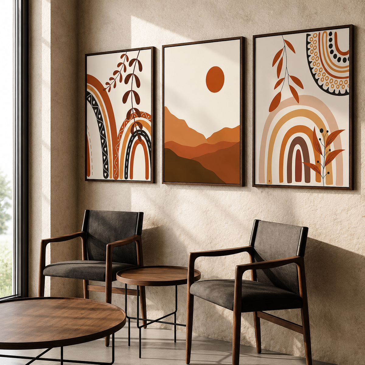 Floral Wall Art Set of 3 - Design 13 - Framed Botanical Floral Wall Art for Living Room Decor Pakistan - 13x18 A3 White