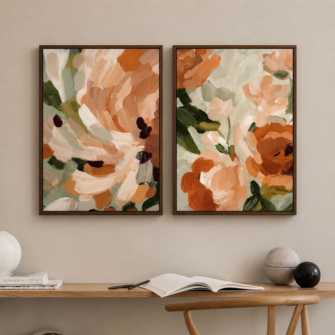 Modern Wall Art Set of 2 - Design 04 - Modern Abstract Framed Wall Art Decor Pakistan - 18x24 A2+ White