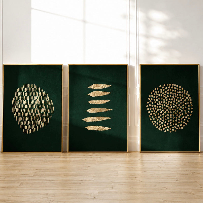 Modern Abstract Digital Printed Wall Art Set of 3 - Design 08 - Modern Abstract Framed Wall Art Decor Pakistan - 13x18 A3 White