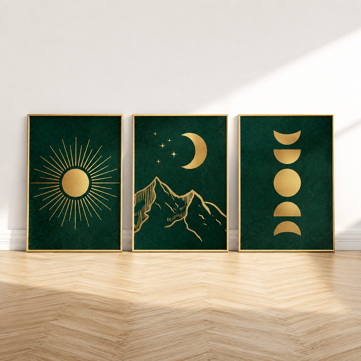 Modern Abstract Digital Printed Wall Art Set of 3 - Design 04 - Modern Abstract Framed Wall Art Decor Pakistan - 13x18 A3 White