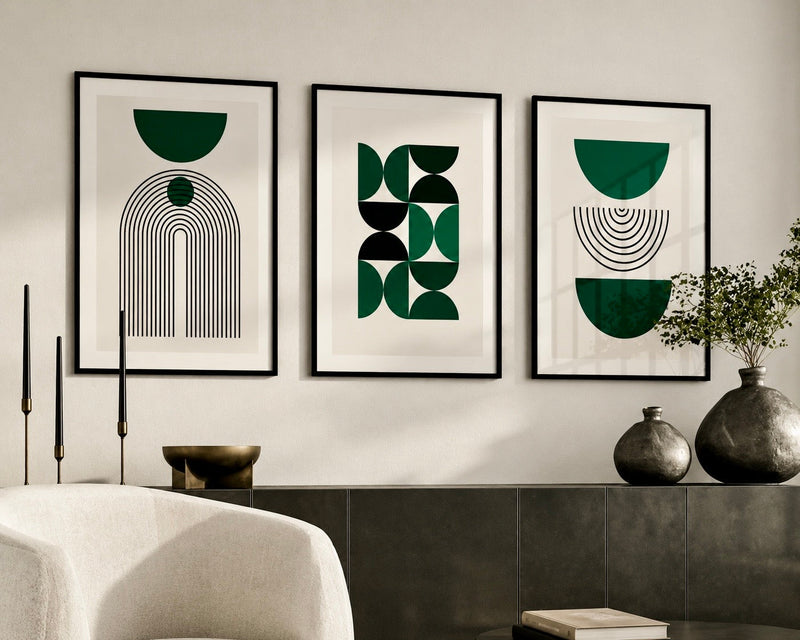 Modern Abstract Digital Printed Wall Art Set of 3 - Design 03 - Modern Abstract Framed Wall Art Decor Pakistan - 13x18 A3 White