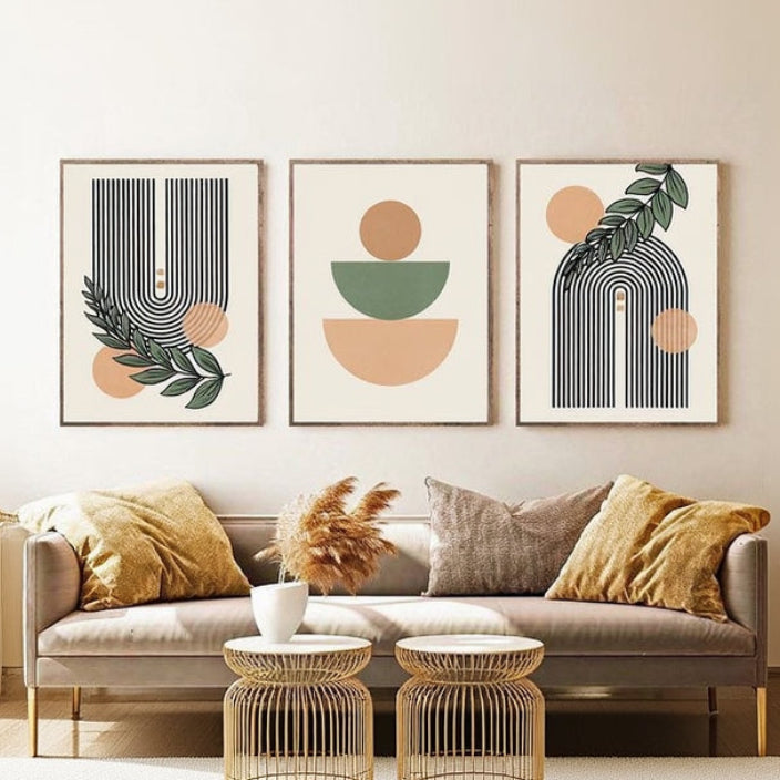 Luxury Modern Art Frame Set of 3 - Modern Abstract Framed Wall Art Decor Pakistan - 13x18 A3 White