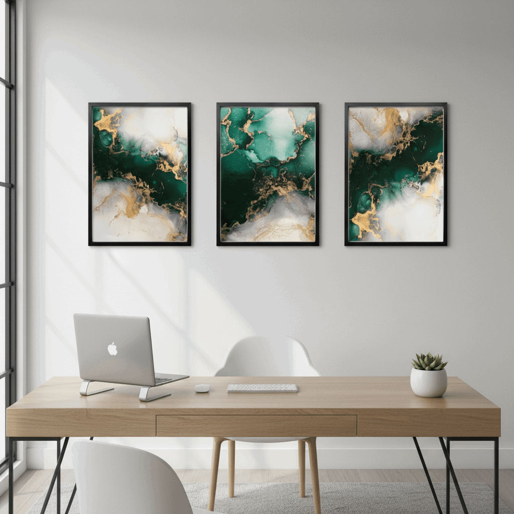 Modern Abstract Wall Art Frame Set of 3 - Modern Abstract Framed Wall Art Decor Pakistan