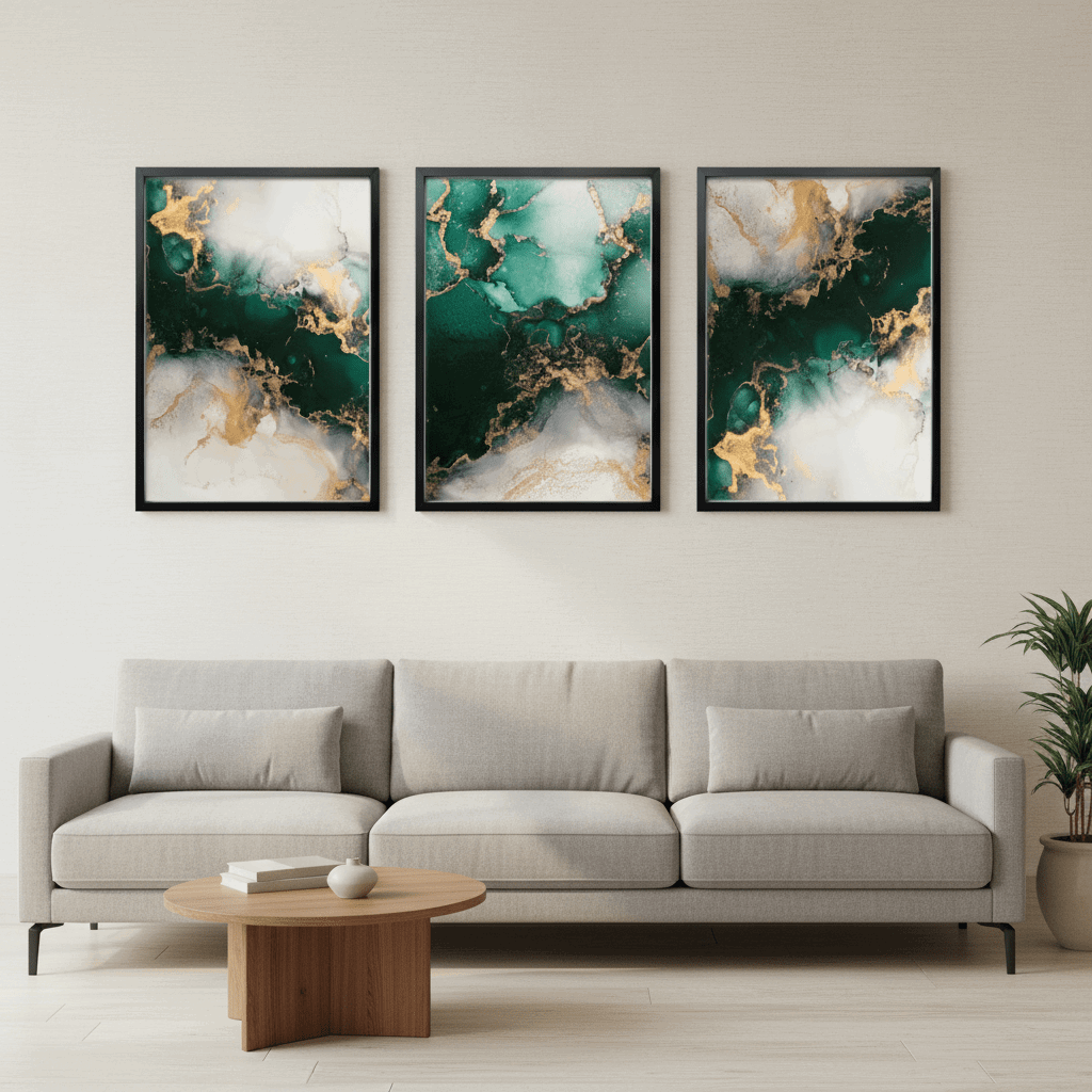 Modern Abstract Wall Art Frame Set of 3 - Modern Abstract Framed Wall Art Decor Pakistan